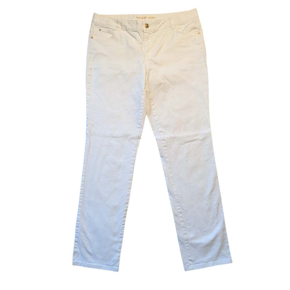 Michael Kors Women's White Stretch Denim Casual Straight Leg Jeans Size 12